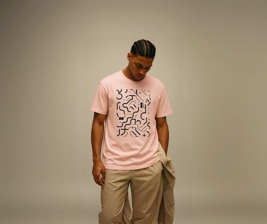 Camiseta Unisex Orgánica Rosa con Diseño Abstracto
