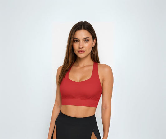 Top Deportivo Rojo – Soporte Alto con Tejido Reciclado