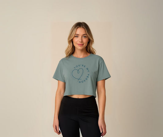 Crop Top Azul “You’re My Person” de Algodón Suave