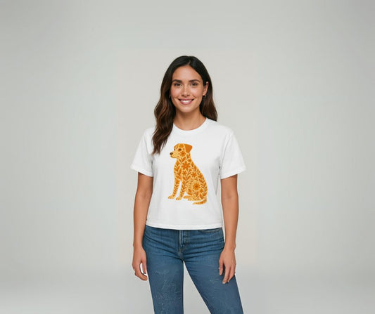 Camiseta “Dog Floral” – Algodón Grueso con Diseño Artístico