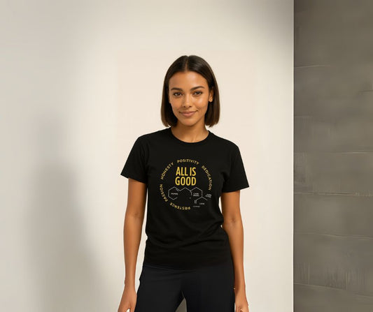 Camiseta Negra “All Is Good” de Algodón Premium